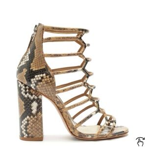 Schutz Julianna Women's Strappy Snake embossed  Print Heels sandals sz 8 nwob